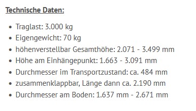 alu-dreibock 3000kg traglast